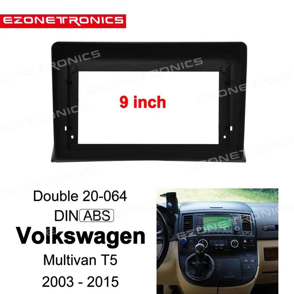2Din Car DVD Frame Audio Fitting Adaptor Dash Trim Facia Panel 9inch For Volkswagen Multiv