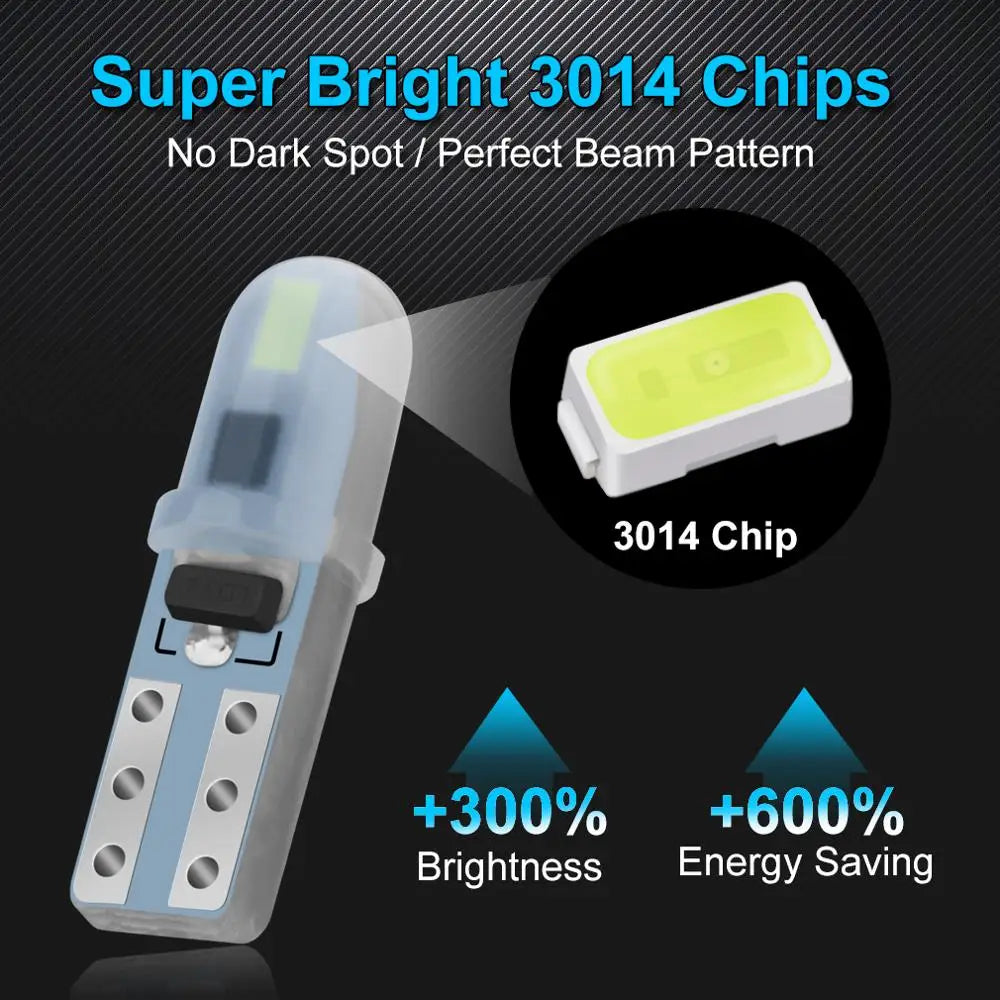 T5 Led Bulb W3W W1.2W Car Auto Lamp 3014 Chips Wedge Light Instrument Dashboard Lamp Indic
