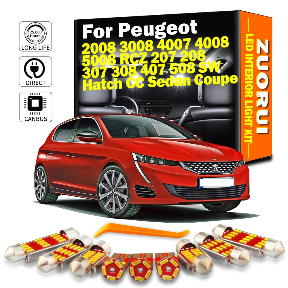 LED Interior Light Kit for Peugeot - Canbus Error-Free Bulbs | AUTOKITSHOP