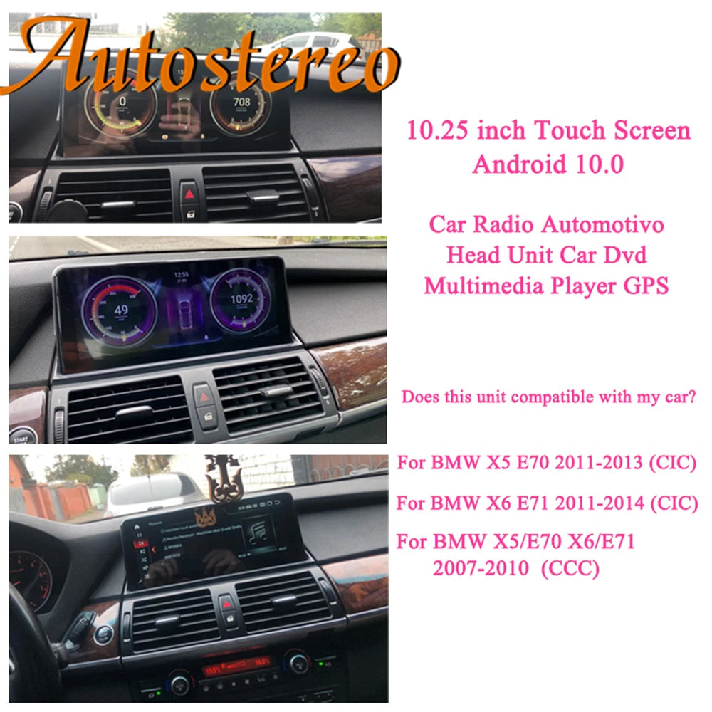 Android 14 Carplay For BMW X5 E70 For BMW X6 E71 2007-2013 Car GPS Navigation Multimedia M