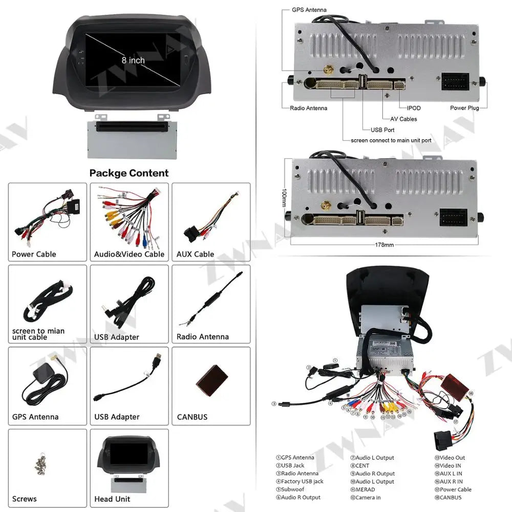 Android 13.0 Car DVD Player GPS Navigation For Ford Fiesta MK7 2013-2016 Car Radio player