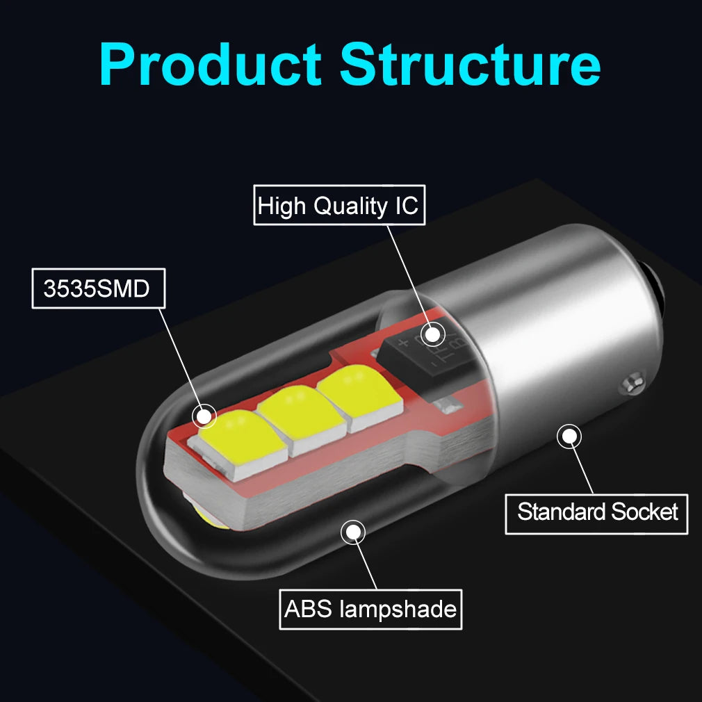 BA9S BAY9S BAX9S H21W T4W H6W Led Bulb 6SMD 3535 Chips Car Auto Backup Reverse Light T2W T