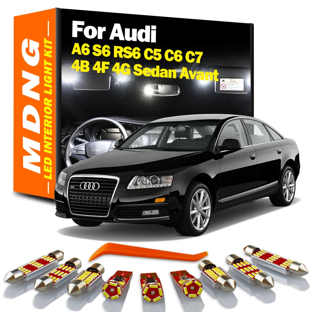 LED Interior Light Kit for Audi A6 S6 RS6 C5 C6 C7 4B 4F 4G Sedan Avant LED Interior Lights Kit Map Dome Trunk Lamp N...