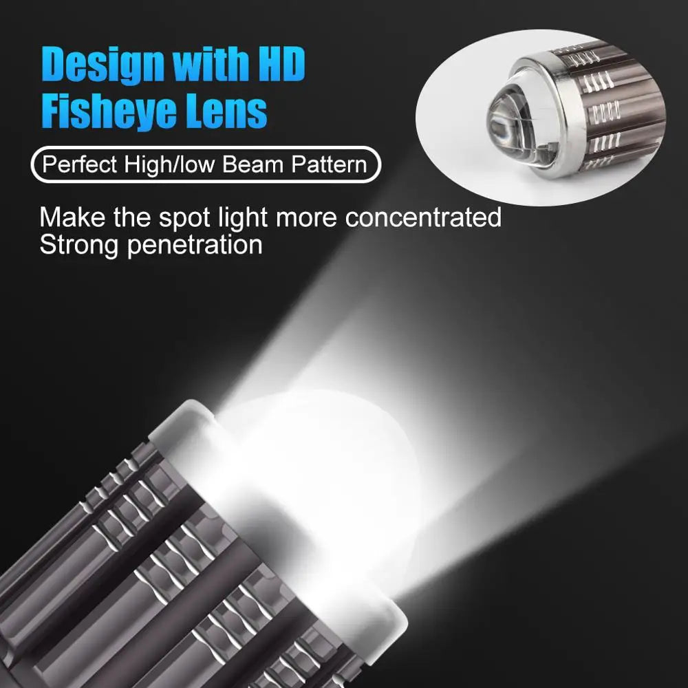H4 H6 BA20D Led Motorcycle Headlight Bulbs 10000LM 12W CSP Chips Fisheye Convex Len Spotli