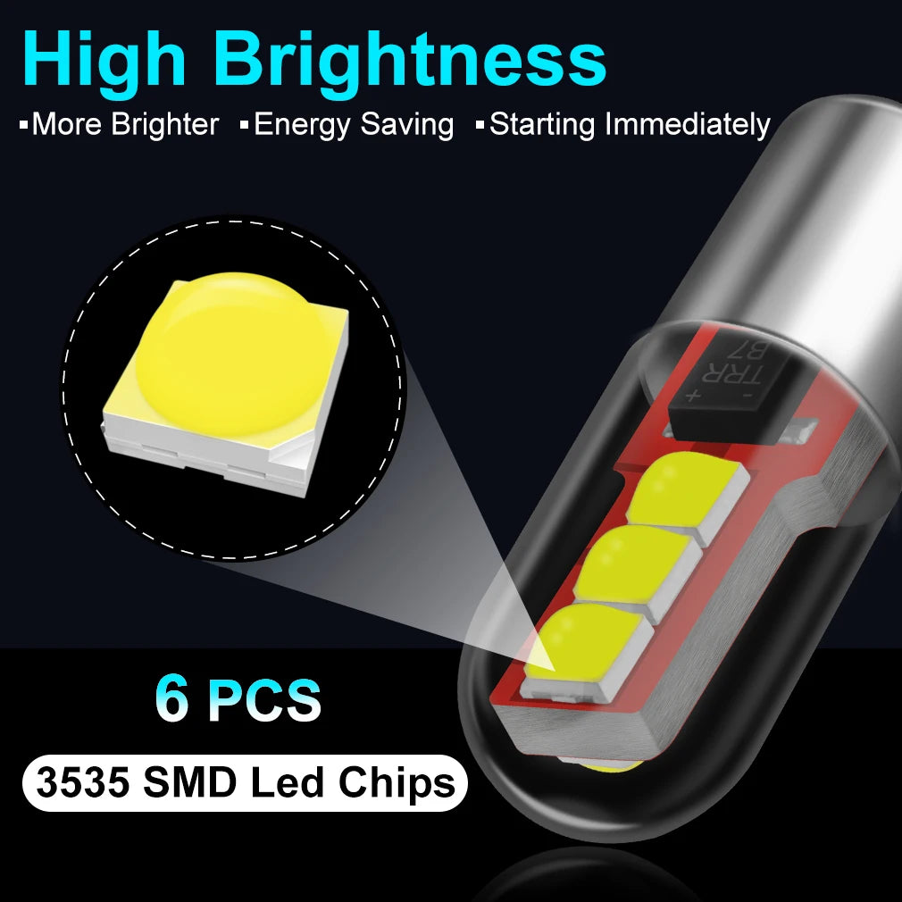 BA9S BAY9S BAX9S H21W T4W H6W Led Bulb 6SMD 3535 Chips Car Auto Backup Reverse Light T2W T