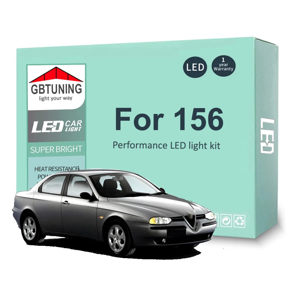 11-Piece LED Interior Light Kit for Alfa Romeo 156 1998-2001 - Canbus Dome Map Door Trunk Bulbs | AUTOKITSHOP