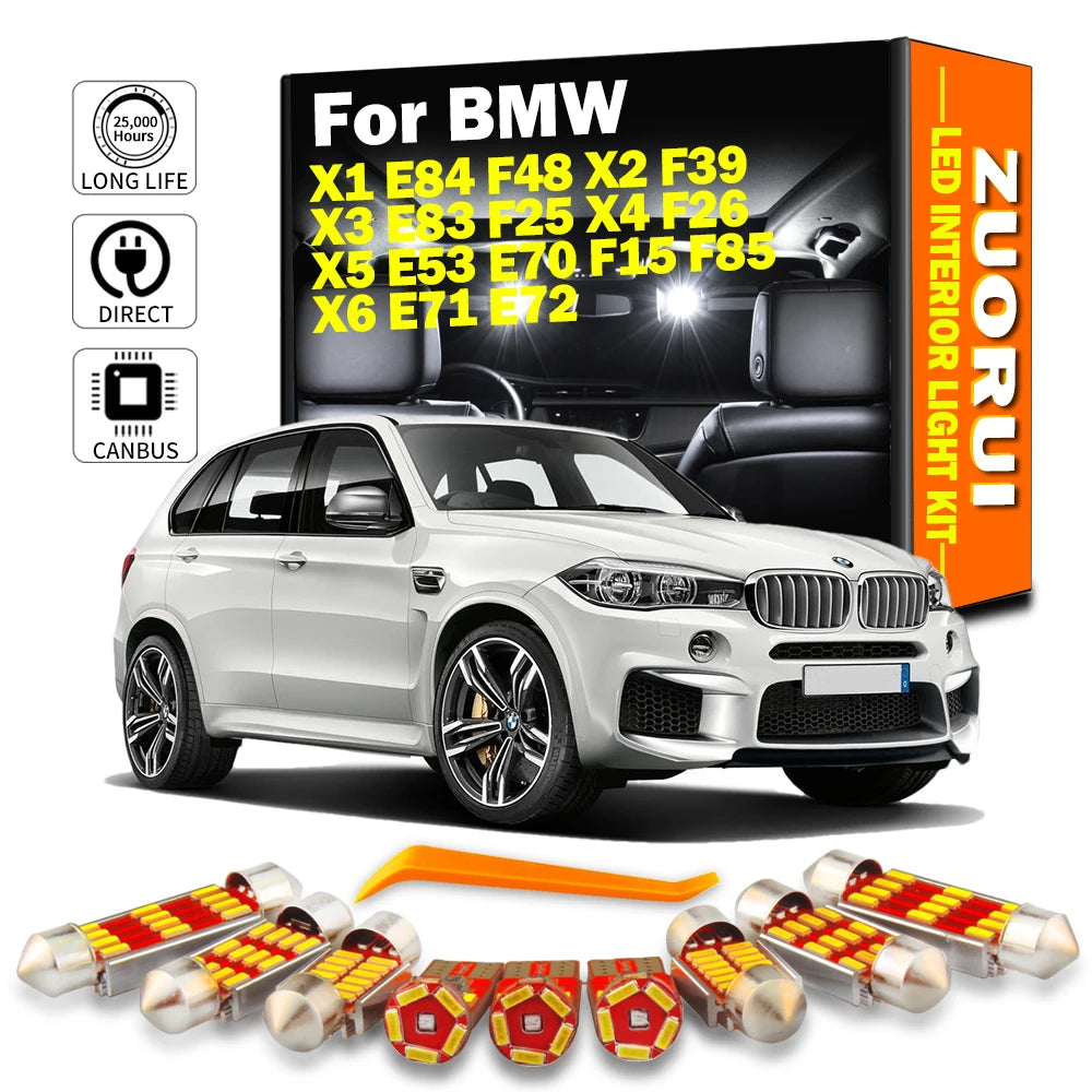 LED Interior Light Kit for BMW X1 E84 F48 X2 F39 X3 E83 F25 X4 F26 X5 E53 E70 F15 F85 X6 E71 E72 Car LED Interior Rea...