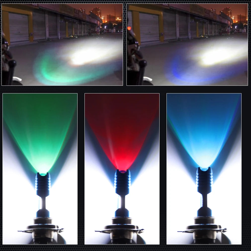 RGB Changable Car Led H4 H7 Motorcycle Headlight P15D H6 BA20D Wireless Motorcycle Head La