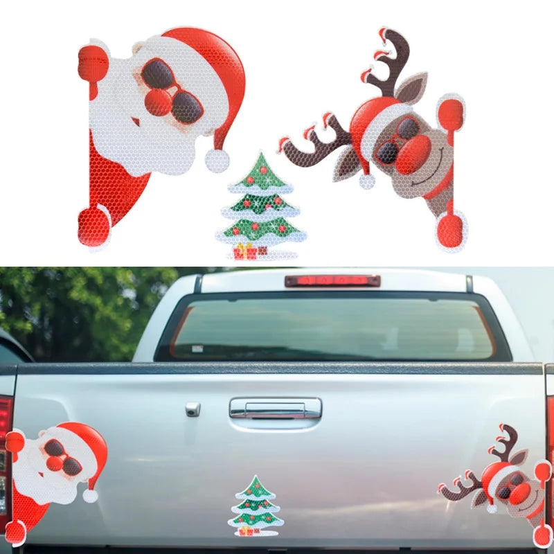 Car Sticker Magnetic Decal Refrigerator Magnets Santa Claus Moose Reflective Sticker Chris