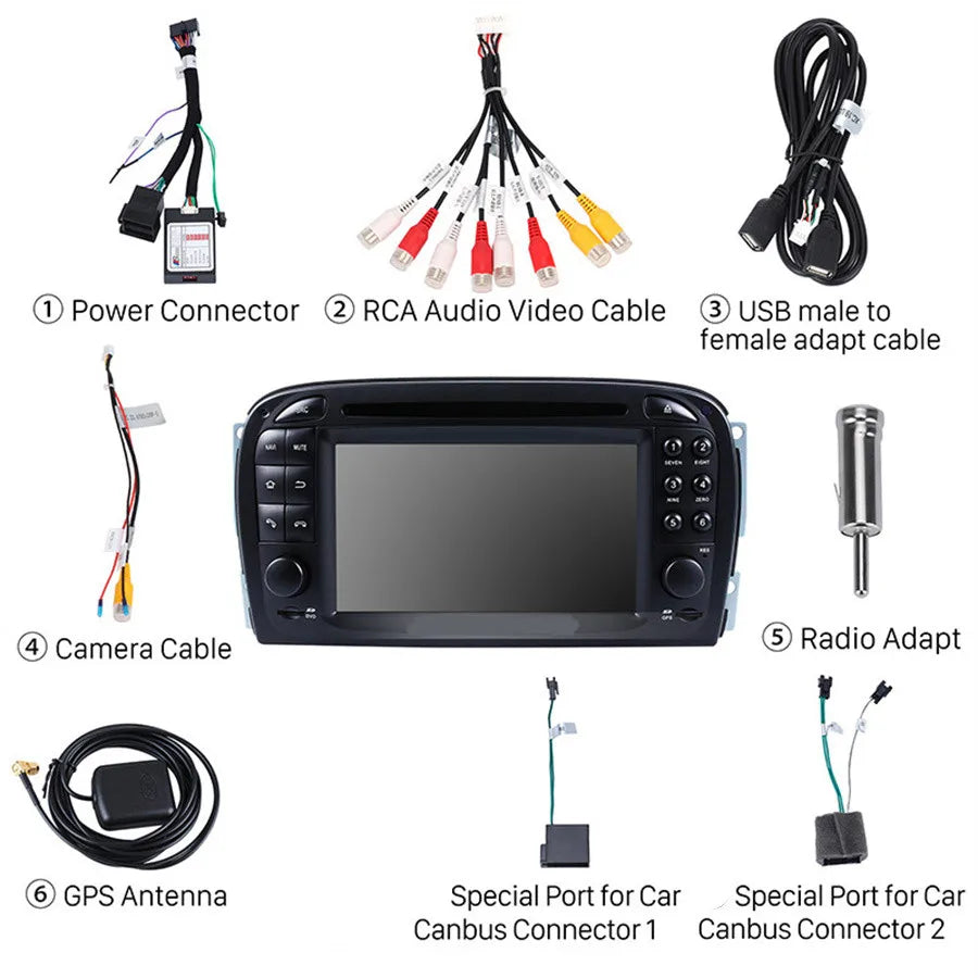 4+64GB Stereo Radio For Mercedes Benz R230 SL350 SL500 SL55 SL600 SL65 with Carplay