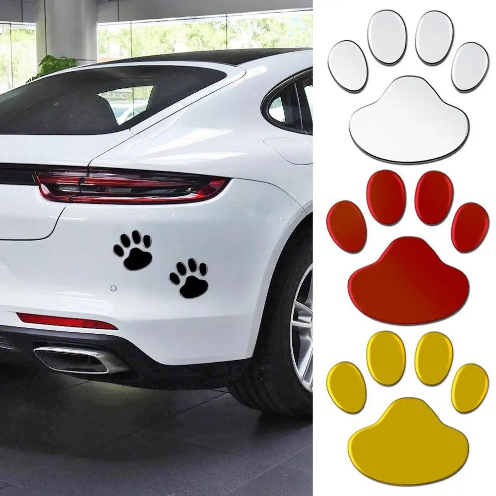 1pair/set 3D Stickers Paw Animal Dog Cat Cool Design Bear Foot Prints Footprint Decal Car