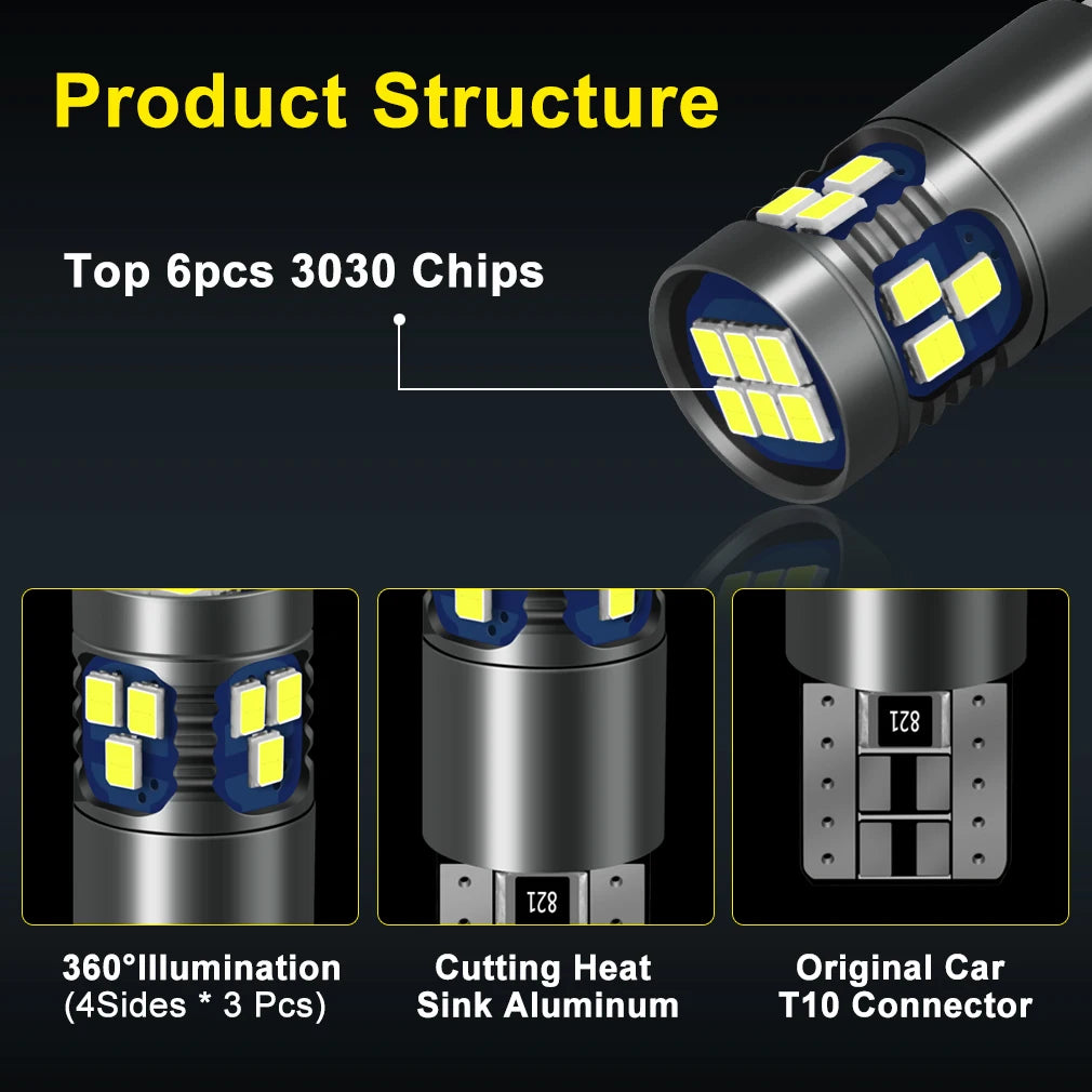 T10 W5W Led Bulb Super Bright 18SMD 3030 Chips 168 194 Turn Singal Light Car Accessories C
