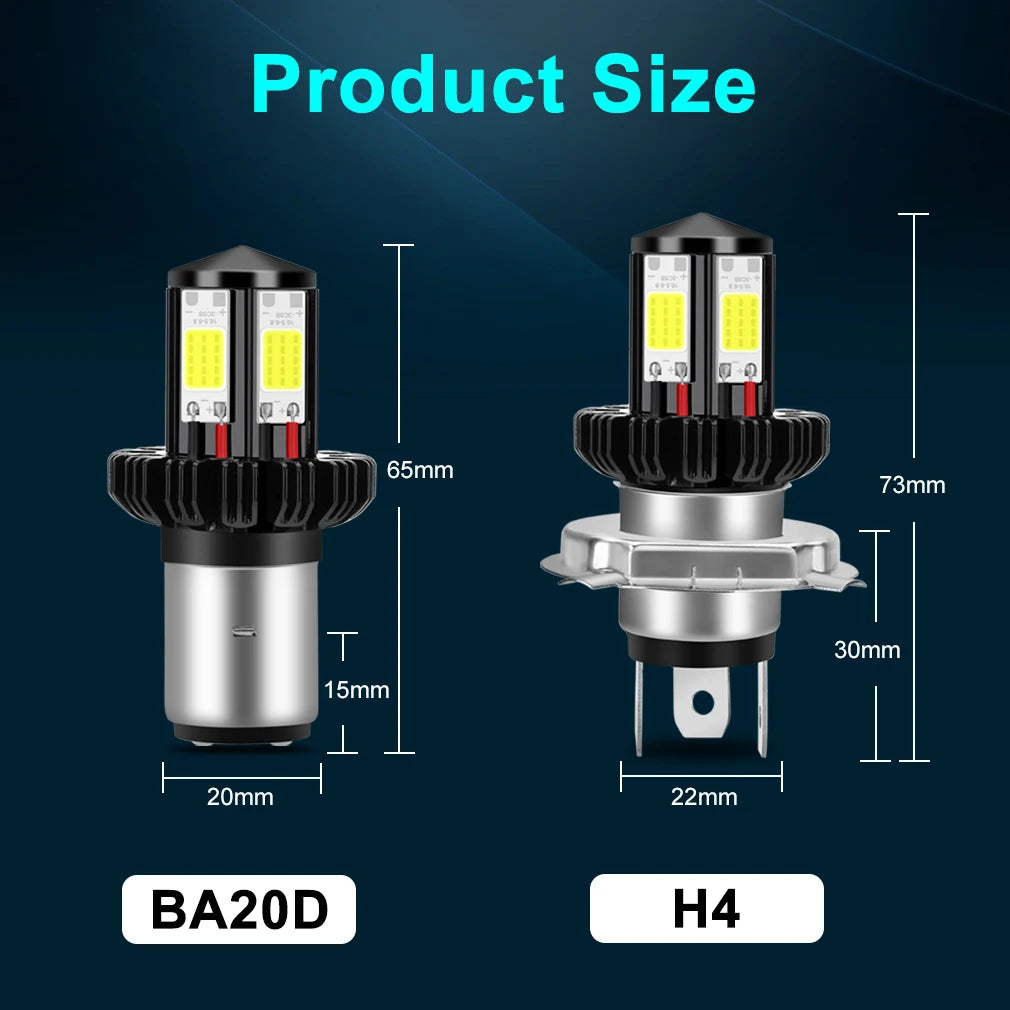 Motorcycle Headlight LED BA20D H6 H4 Bulbs Hi Lo beam Moto LED Motorbike Headlight Lamp 60