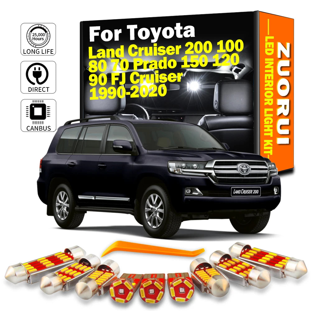 LED Interior Light Kit for Toyota Land Cruiser 200 100 80 70 Prado 150 120 90 FJ Cruiser 1990-2020 - Canbus Dome Map ...