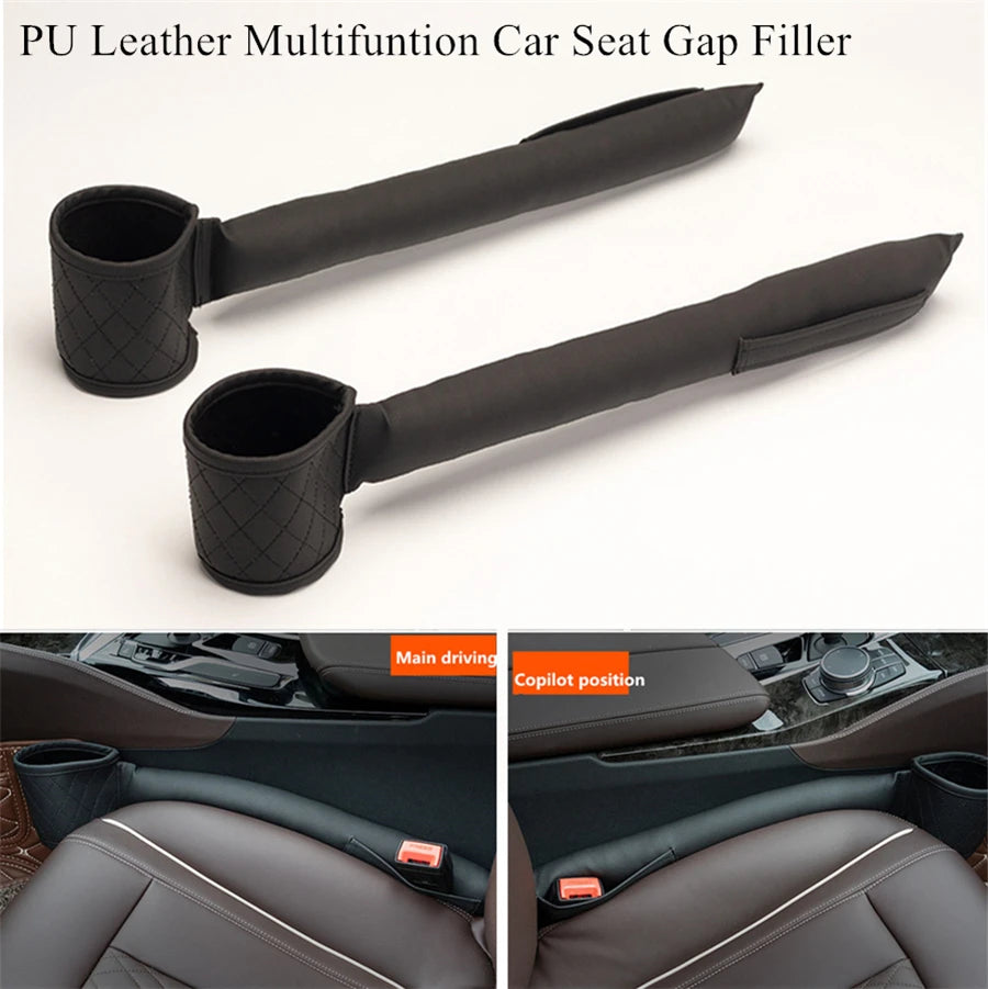 Pair PU Leather Car Seat Gap Filler Pockets Organizers Leak Stop Pad Soft Pad