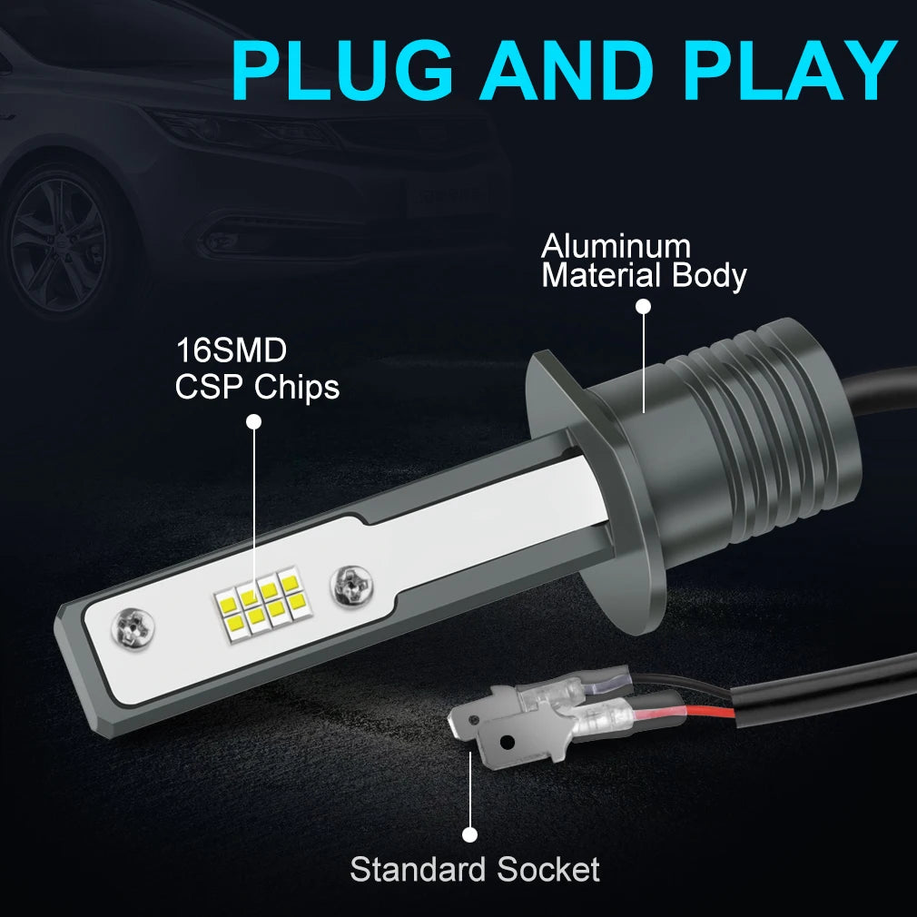 H1 Led Lamp H3 16SMD CSP Led Bulb Super Bright Car Auto Led Light Fog Lamp Auto Running Li