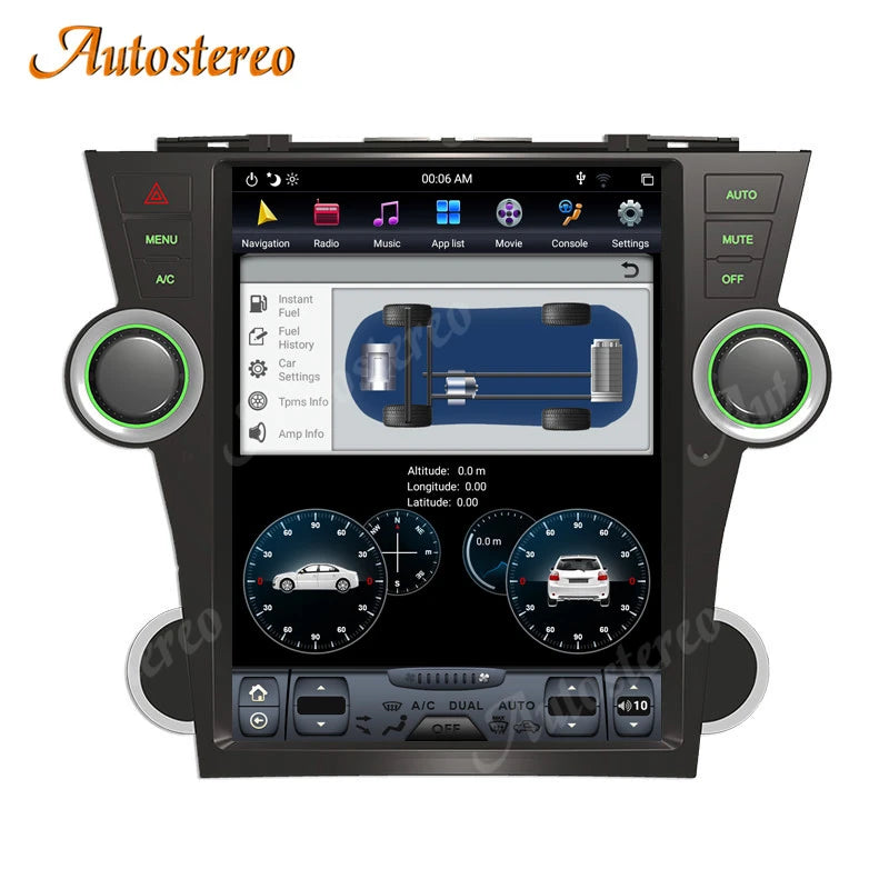 Carplay Android Car GPS Navigation For Toyota Highlander 2007-2013 Tesla Style Auto Radio