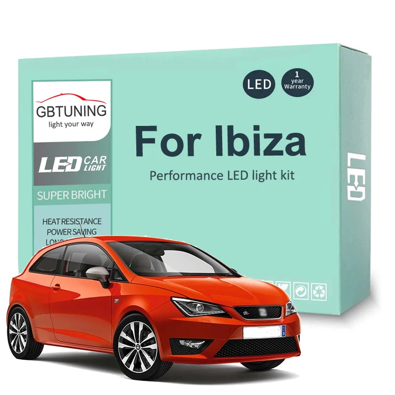 LED Interior Light Kit for Seat Ibiza 6L 6L1 6J 6P 6J5 6P1 6J1 6P5 6J8 6P8 2002-2013 - Canbus Dome Map Door Trunk Bul...