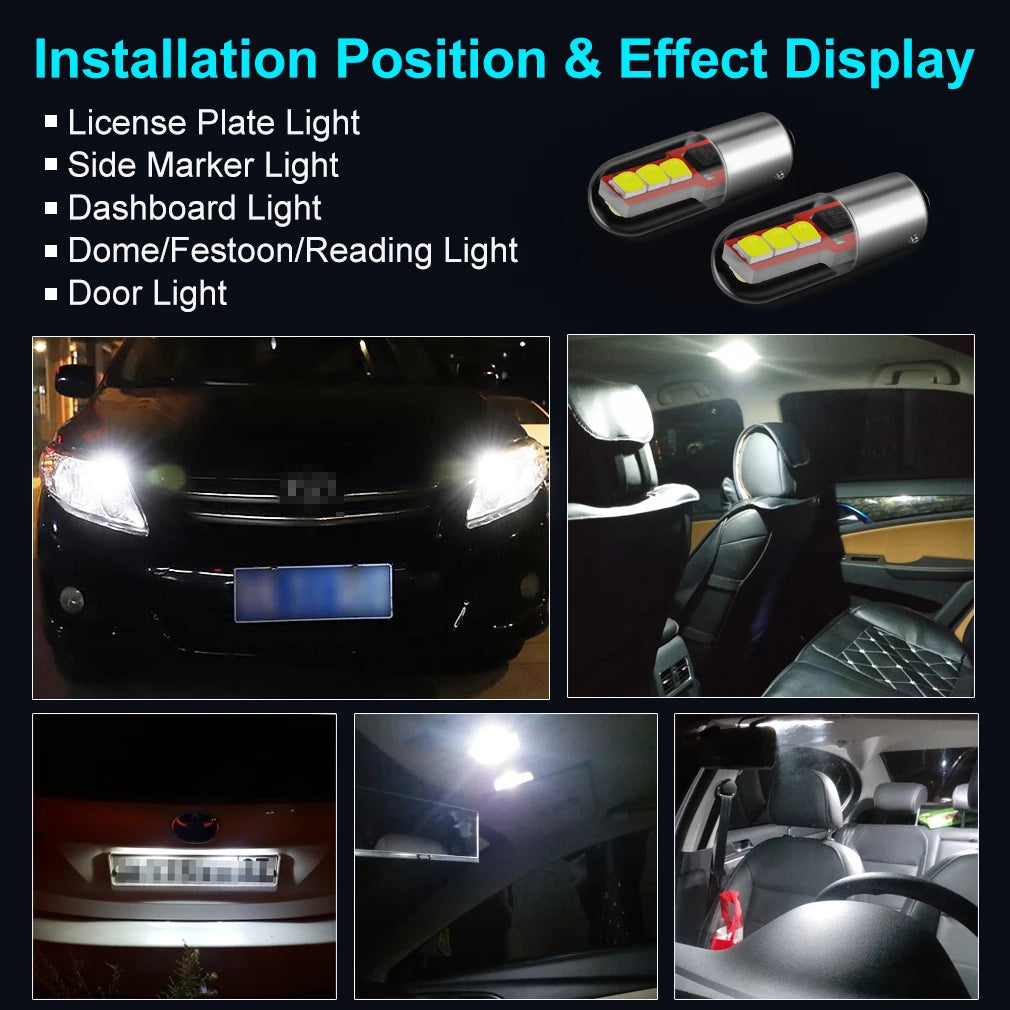 BA9S BAY9S BAX9S H21W T4W H6W Led Bulb 6SMD 3535 Chips Car Auto Backup Reverse Light T2W T