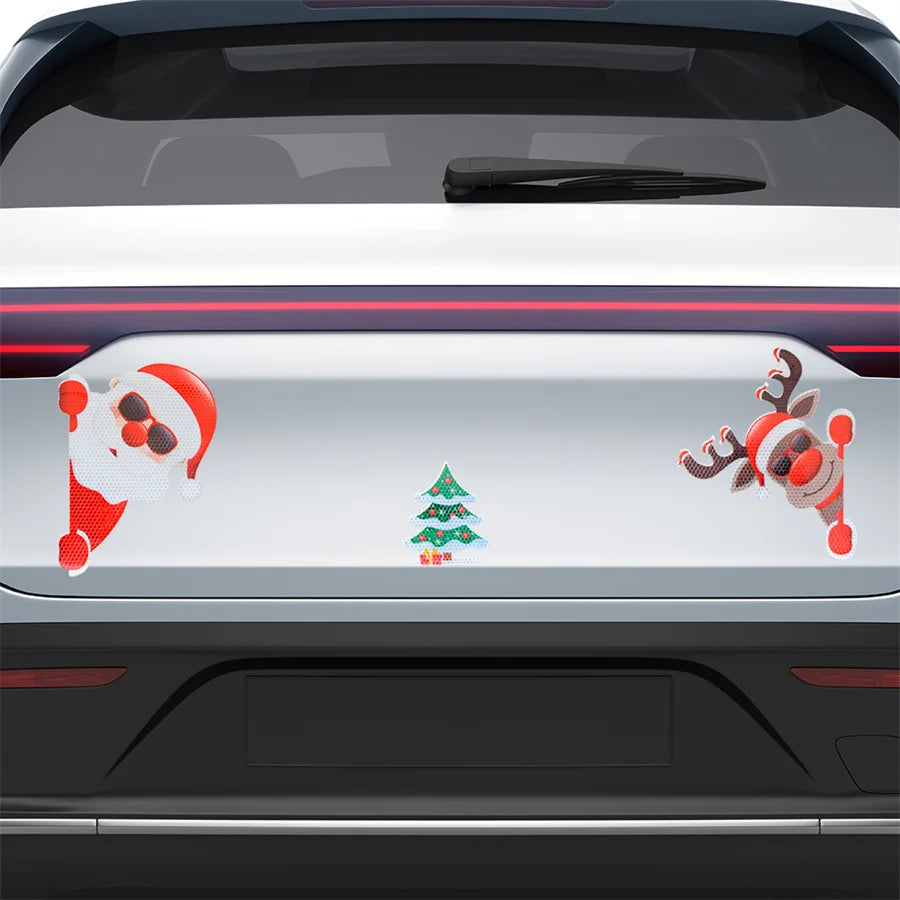 Car Sticker Magnetic Decal Refrigerator Magnets Santa Claus Moose Reflective Sticker Chris