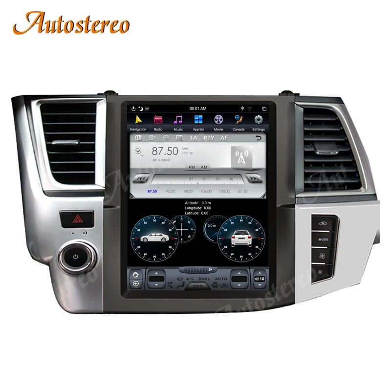 Android 11 For Toyota Kluger Highlander 2014-2021 Tesla Style Car GPS Navigation Auto Radi