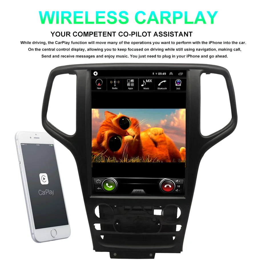 12.8inch For Jeep Grand Cherokee 2013 - 2018 Car Radio Android 15 Vertical Screen Multimed