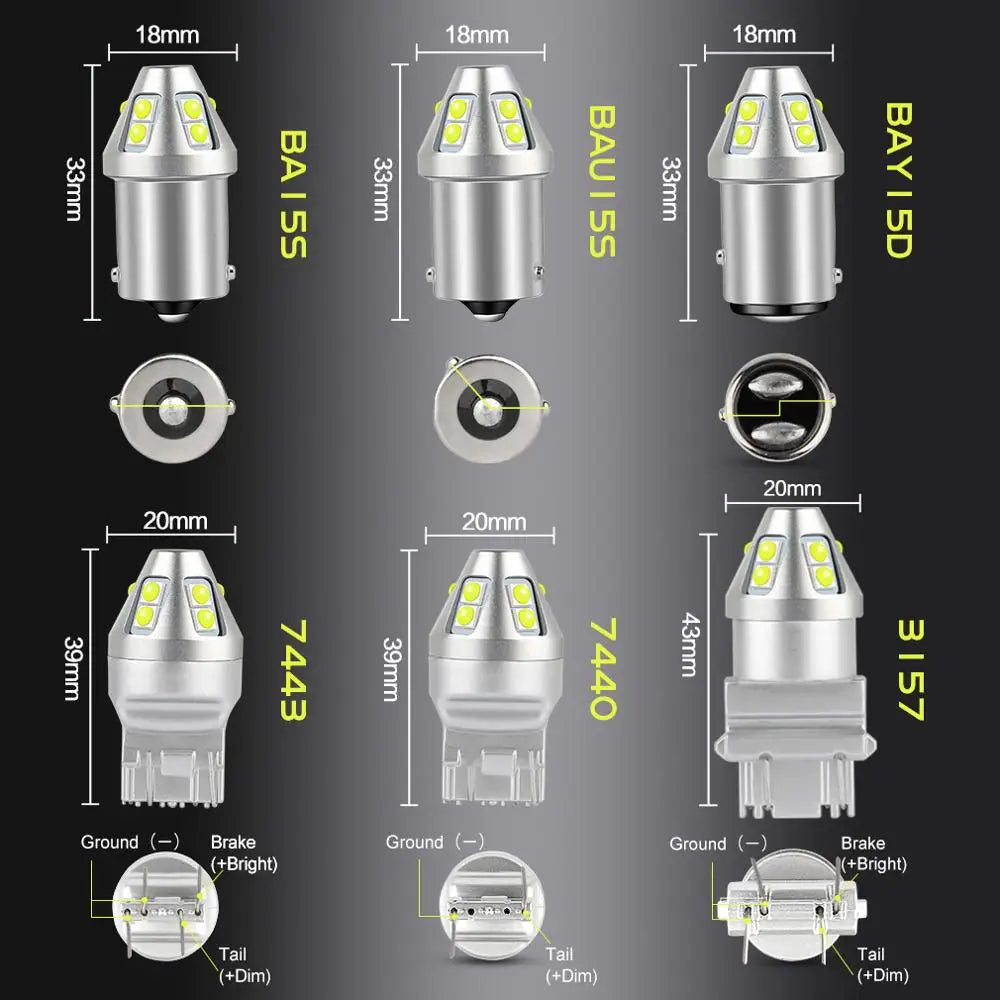 T20 1156 Led Bulb BA15S P21W BAU15S PY21W Car Turn Signal Lights BAY15D P21/5W 7440 7443 1