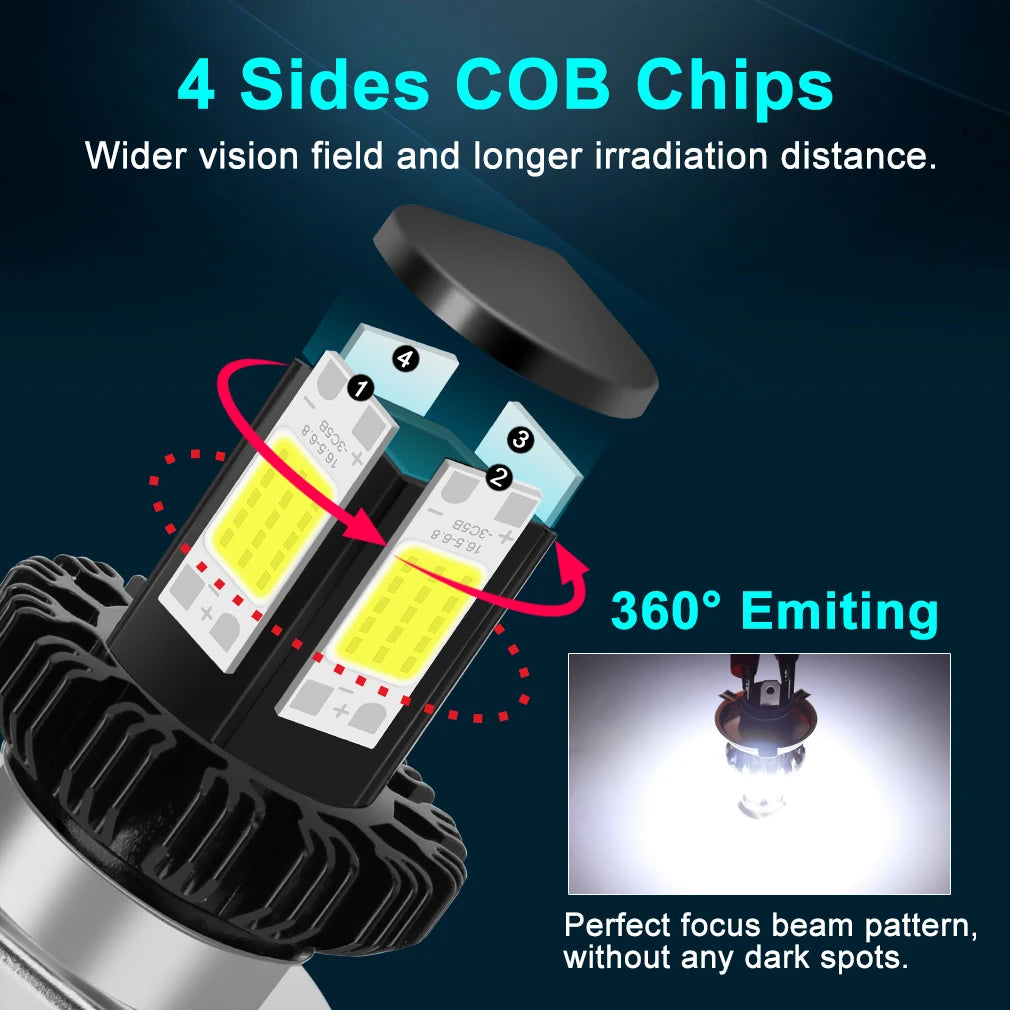 Motorcycle Headlight LED BA20D H6 H4 Bulbs Hi Lo beam Moto LED Motorbike Headlight Lamp 60