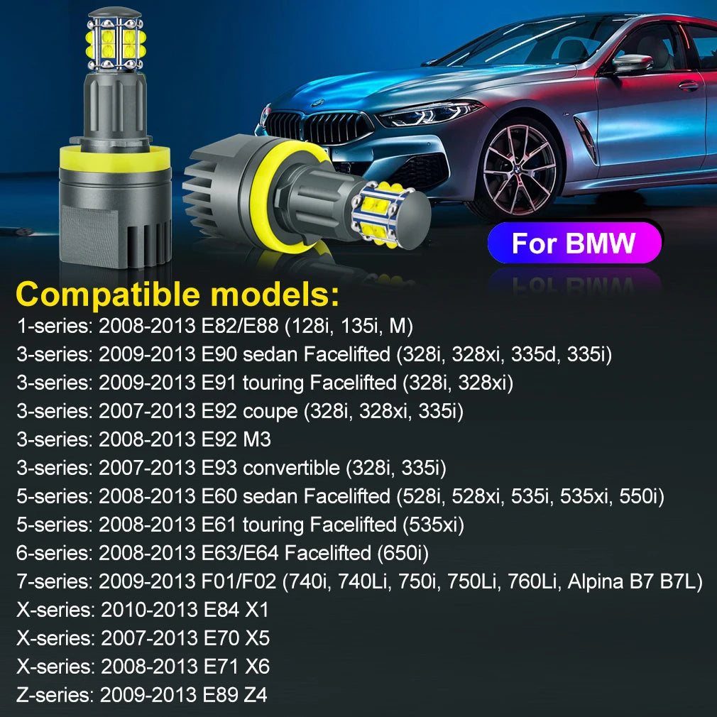 H8 Angel Eyes Led For BMW 12pcs High Quality Chips Canbus Error Free Light Headlight Lamp