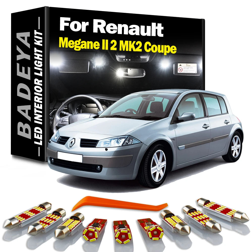 BADEYA 10Pcs Canbus Error Free For 2003-2008 Renault Megane II 2 MK2 Coupe Car LED Bulbs I