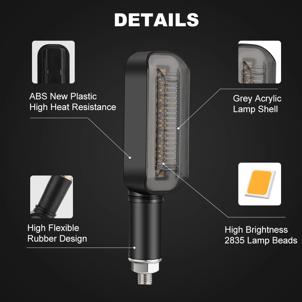 Universal LED Motorcycle Turn Signal Lights DRL Moto Flashing Indicator Blinker Flowing Fl