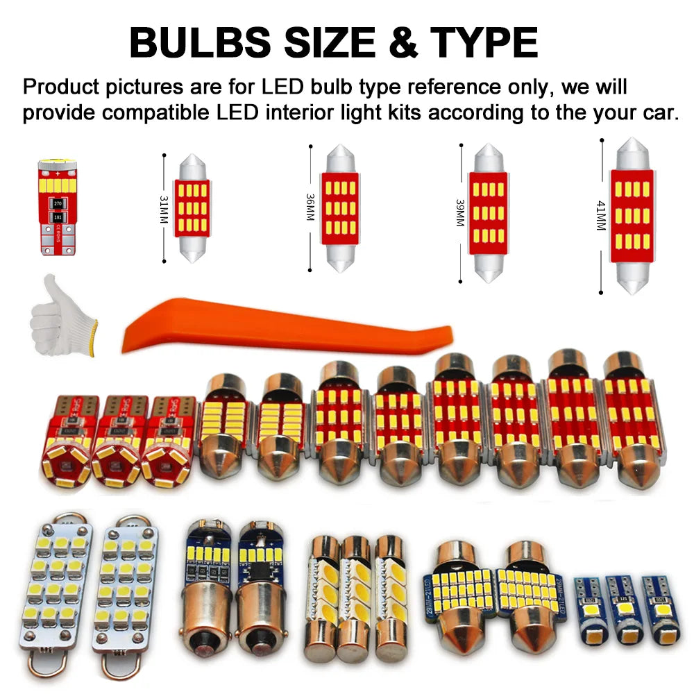 10-Piece LED Interior Light Kit for Hyundai - Canbus Error-Free Interior Bulbs