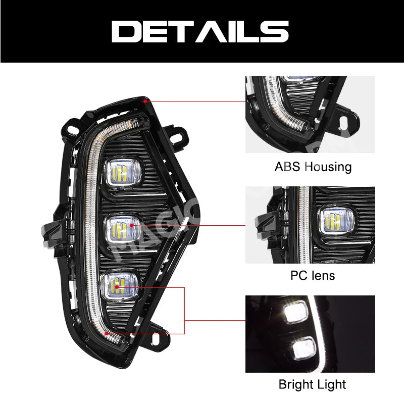 Daytime Running Lamp DRL Led Lights Fog Toyota RAV4 2019 2020 2021 Turn Signal DayLight Ac | AUTOKITSHOP