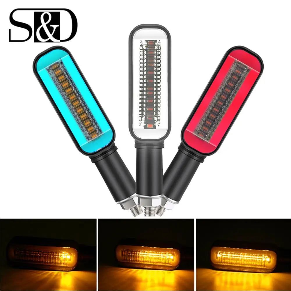 Turn Signal LED Light Motorcycle Stop Signal DRL Flowing Water Flashing 2 in 1 Blinker Tai