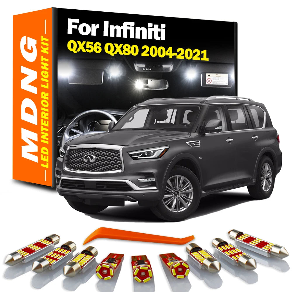 LED Interior Light Kit for Infiniti QX56 QX80 2004-2016 - Canbus Dome Map Door Trunk Bulbs | AUTOKITSHOP