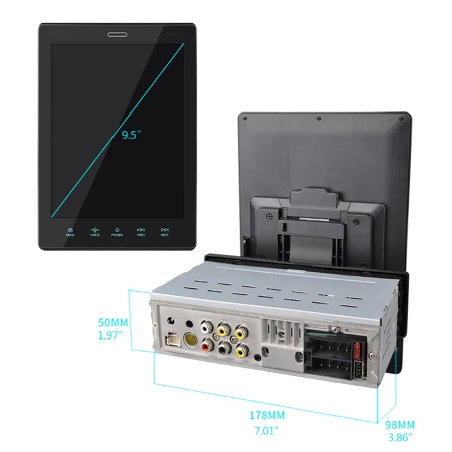 1 DIN 9.5 Inch Touch Screen Car Media Player with Audio AUX IN Bluetooth FM Wince System (