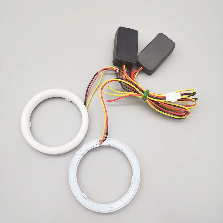 12V Car Angel Eyes White + Yellow Car Headlight DRL Daytime Running Light Halo Ring Led