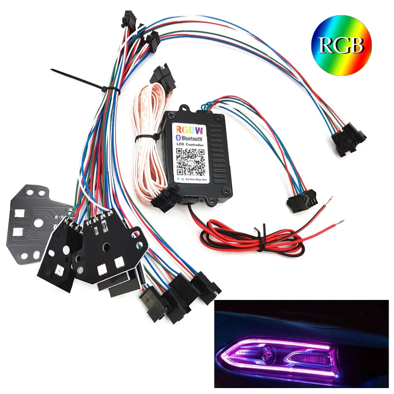 For 15-19 Dodge Charger RGBW LED Halo DRL Board Headlight Bluetooth Control 12V