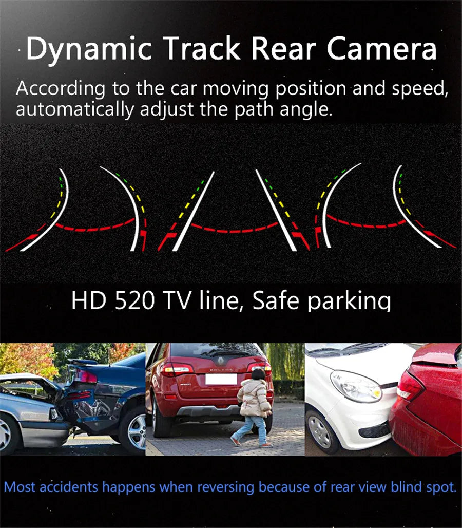 Car Intelligent Dynamic Trajectory Tracks Parking Line Rear View Camera Reverse