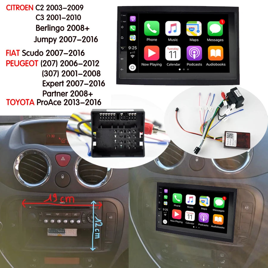 Car Radio navigator For CITROEN C2 C3 Berlingo 2008+ Jumpy FIAT Scudo 2007+ Car Stereo Rad