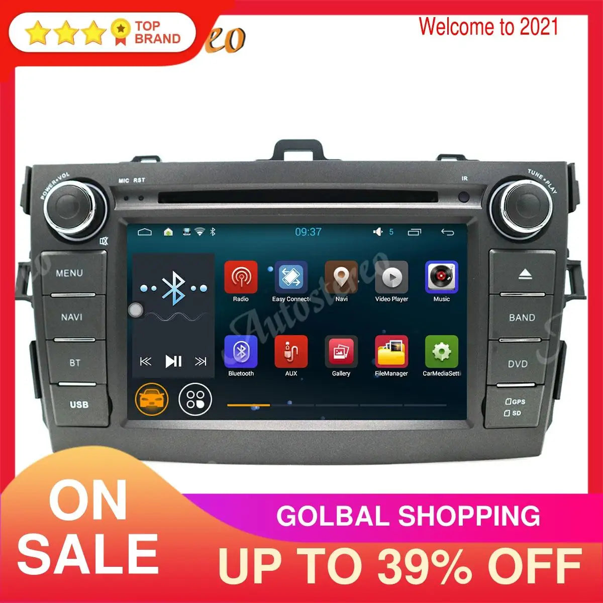 Android System Car GPS Navigation Stereo DVD Player for Toyota Corolla 2007-2013 Multimedi