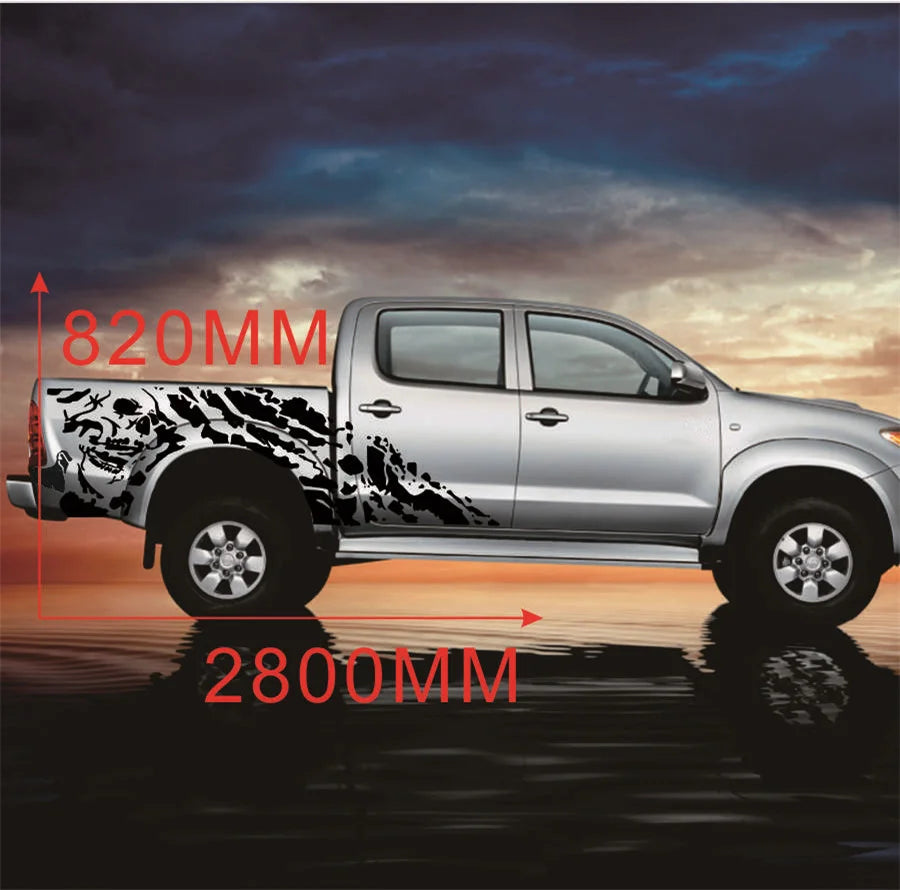 1 Pair Black Color Skull decal Vinyl Car Stickers for Pickup for Dodge 4x4 Off Road for GM