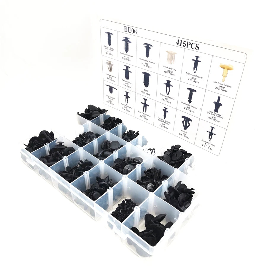 415pcs/box 18 Sizes Trim Clips Retainer Panel Bumper Fastener Set For Ford