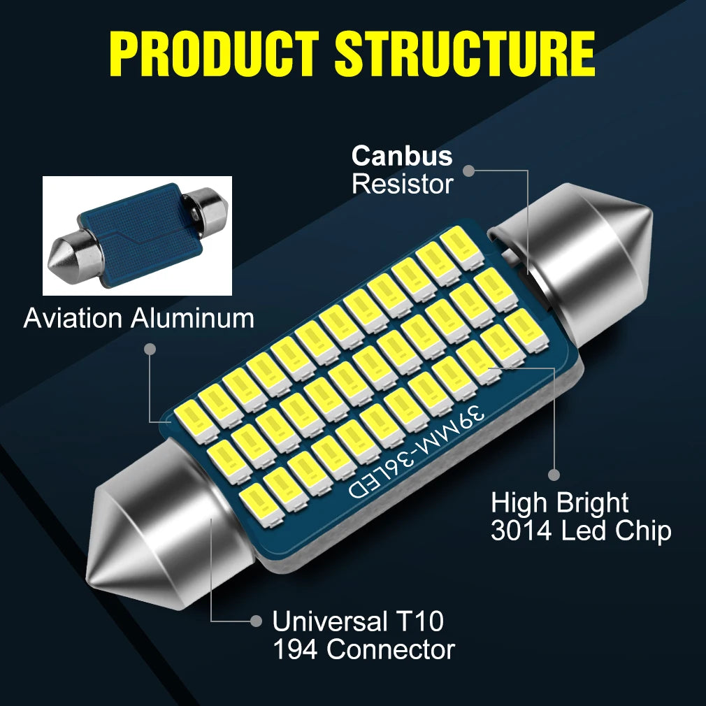 Canbus T10 W5W Led bulb C5W C10W 31MM 36MM 39MM 41MM Festoon Led BA9S T4W Led Car Light In