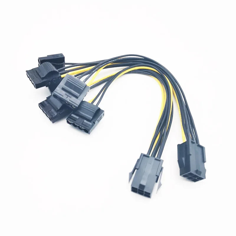 2 Pieces 20cm PCIe 6Pin Female To 3 Molex IDE 4Pin Power Graphic Card Cables