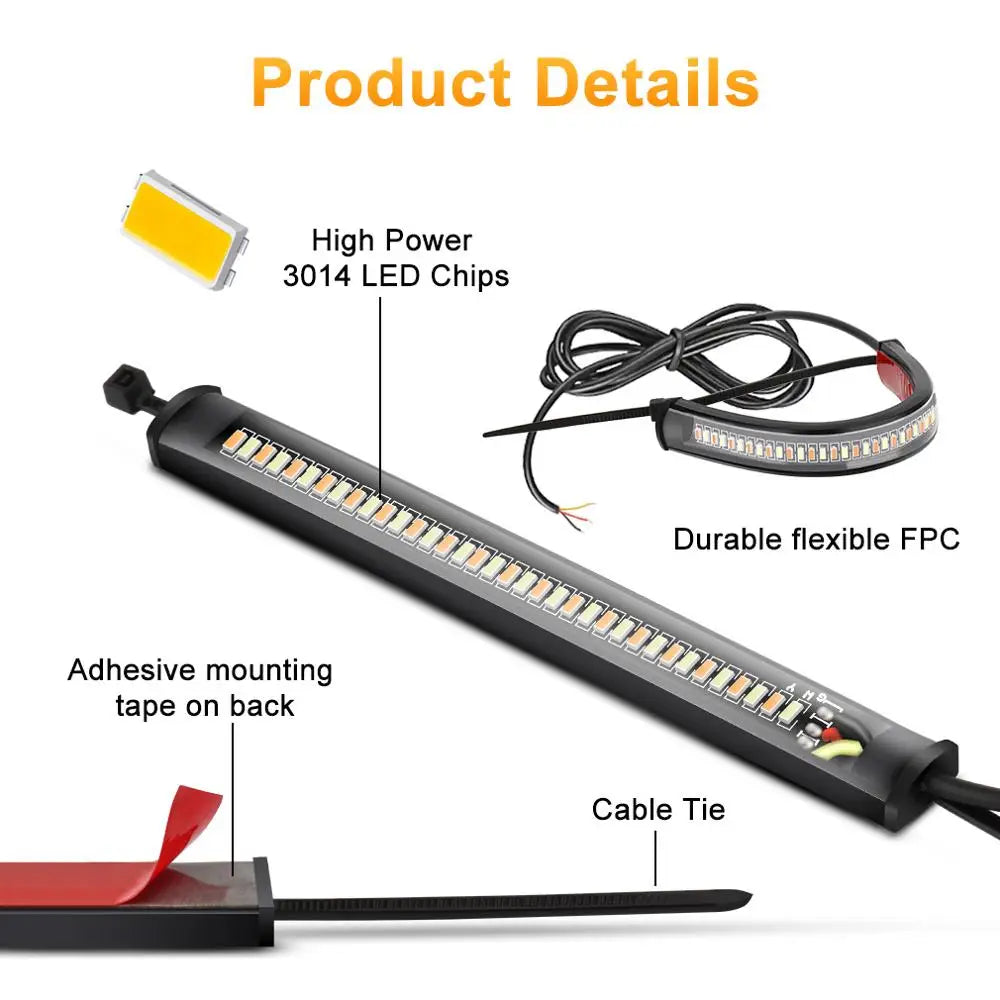 Universal Motorcycle Turn Signal Light DRL Light 36SMD 3014 Chips Flowing Flashing Blinker