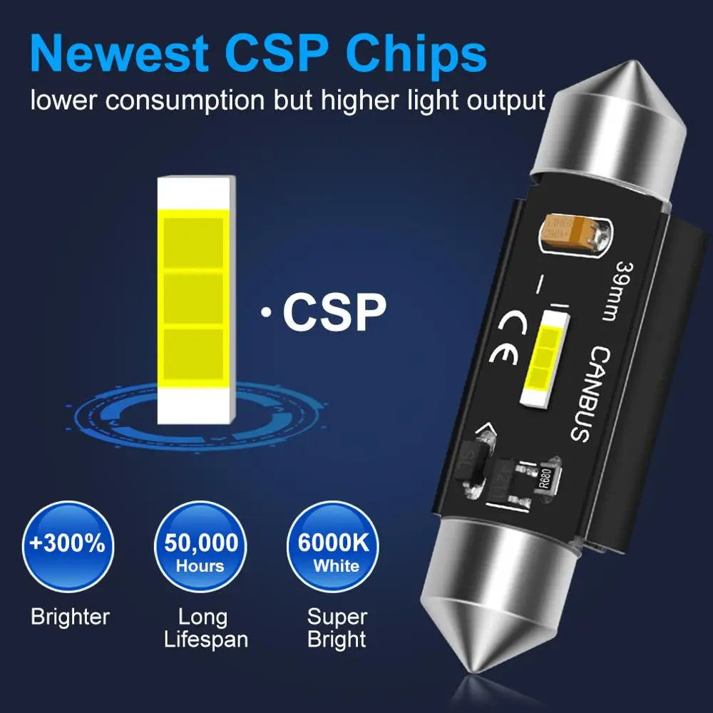 2-Piece LED Interior Light Kit for C10W C5W - Canbus Error-Free Interior Bulbs