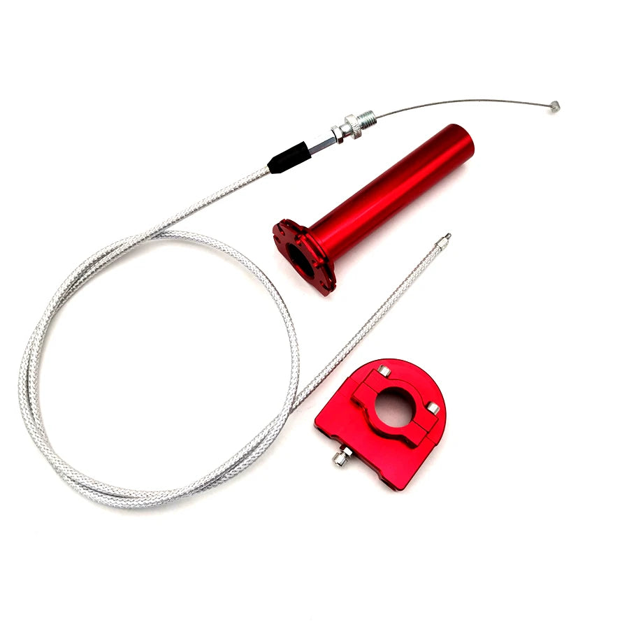 Red CNC Motorcycle Throttle Turn Grip Twist Cable 7/8'' 22mm Handbar Scooter ATV