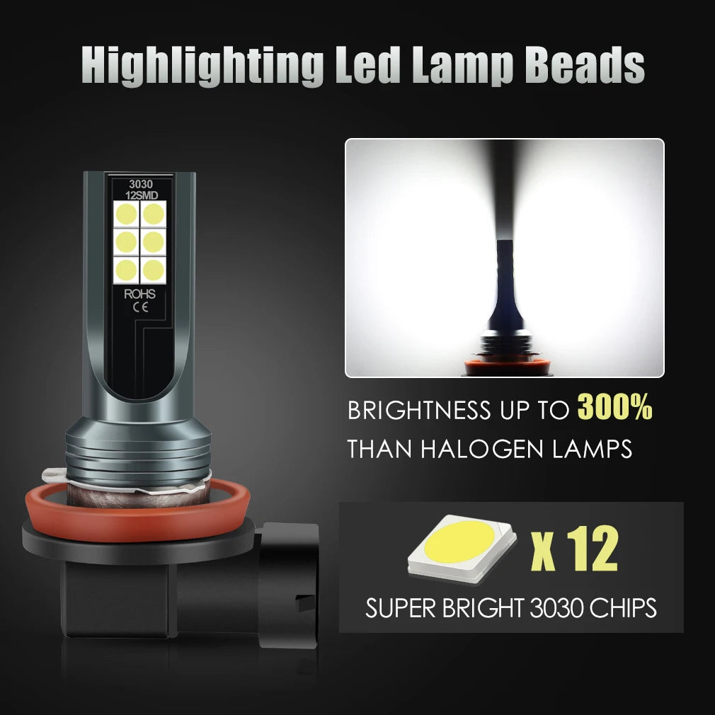 H8 H11 LED Bulb H16 JP 9005 HB3 9006 HB4 Led Lamp Super Bright Car Fog Lights Day Driving