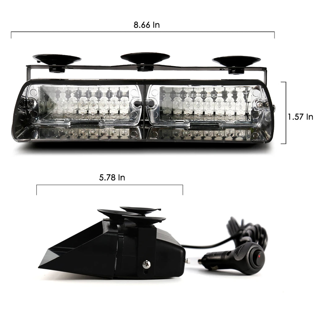 16 LED Strobe Signal Emergency Windshield Warning Beacon Lights Red Blue Yellow Amber Whit | AUTOKITSHOP